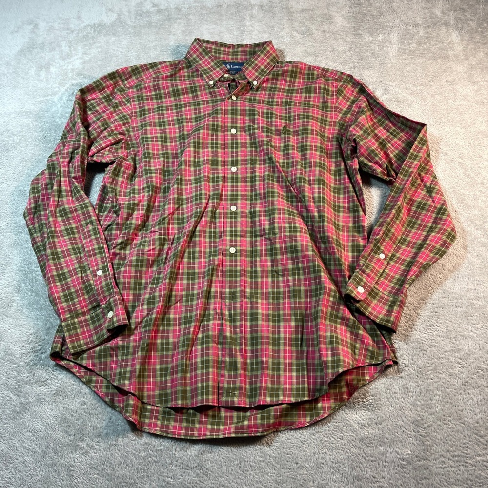 Ralph Lauren Shirt Men's Large Green‎ Classic Fit Plaid Button Down Long Sleeve